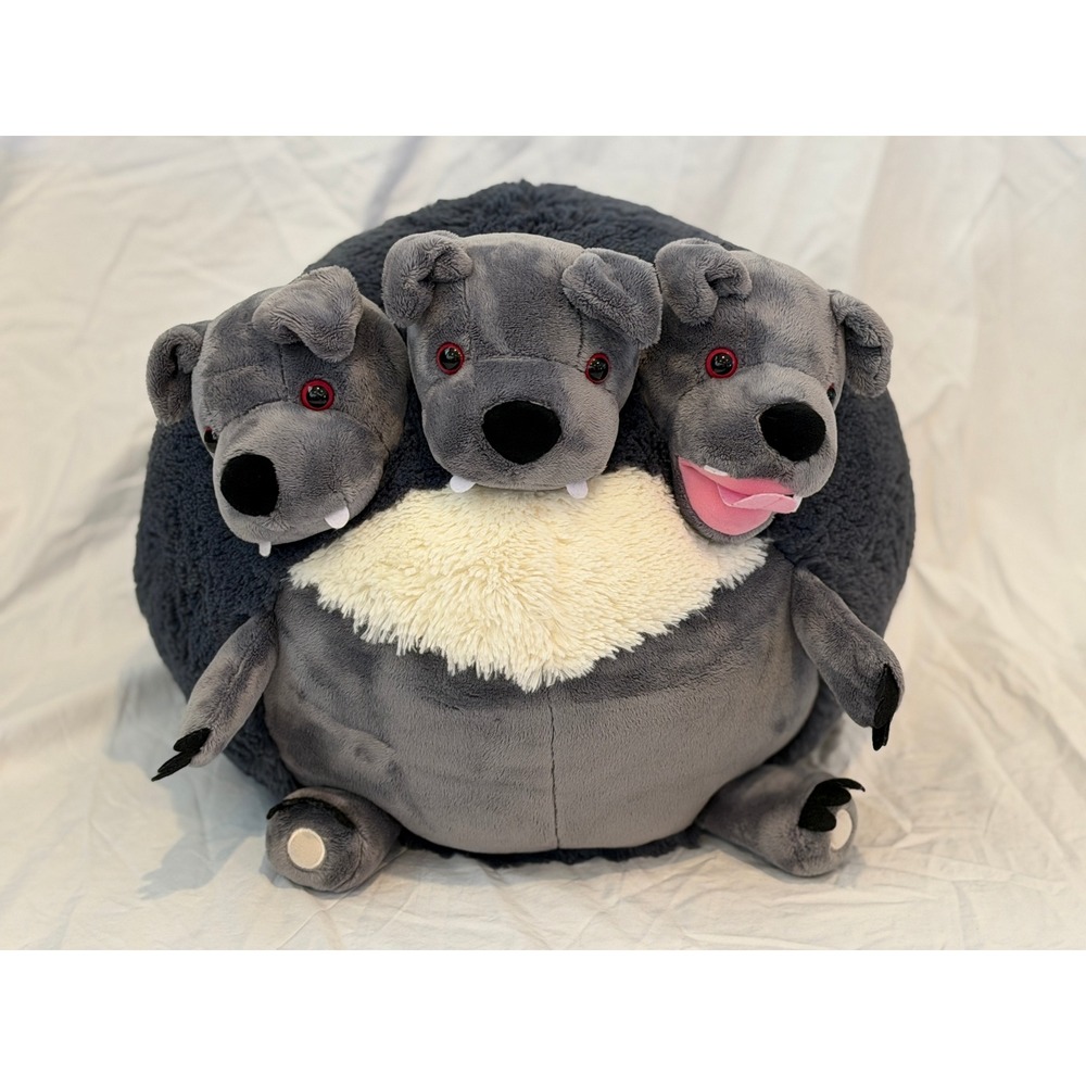 Squishable Cerberus 13 Inch Plush Three Headed Mythical Dog Grey Stuffed Animal
